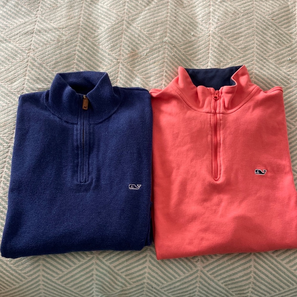 Vineyard Vines Mens S. Lot of 2. 1/4 zip sweater  & sweatshirt Blue & orange